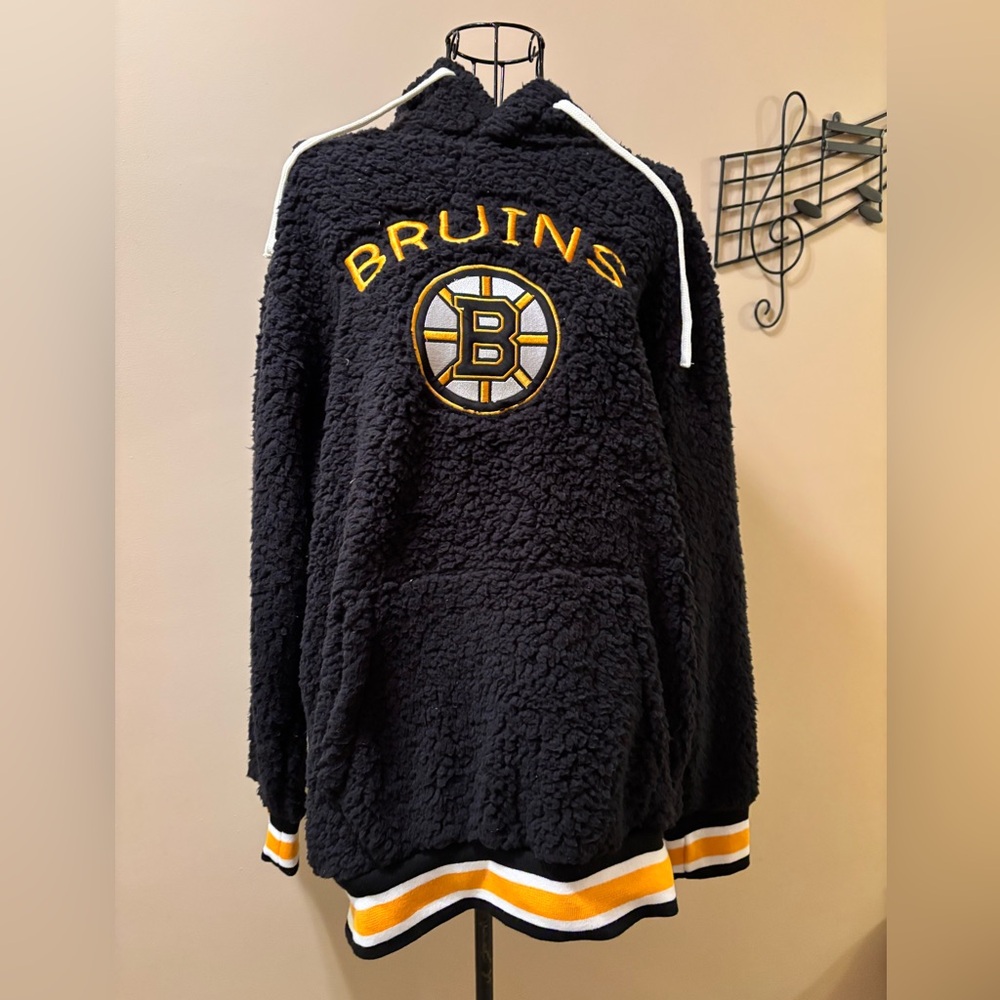 NWT Bruins Black Sherpa Hoodie Gill4her by Carl Bank NHL